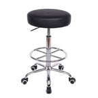 VECELO Round Rolling Stool, Easy Assembly PU Leather Height Adjustable Drafting Swivel Chair