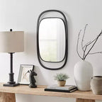 Sonya 29.6-inch Contemporary Rectangular Wall Mirror with Black Iron Frame