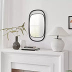 Sonya 29.6-inch Contemporary Rectangular Wall Mirror with Black Iron Frame
