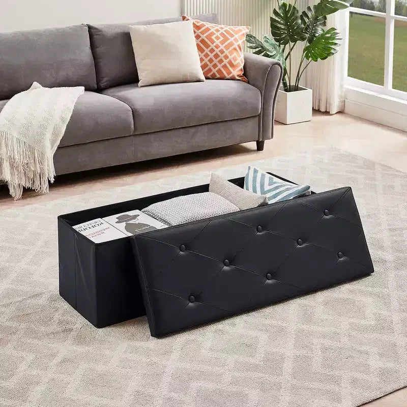 Panca contenitore pieghevole VECELO, versatile panca/poggiapiedi per camera da letto, capacità di carico fino a 300 kg