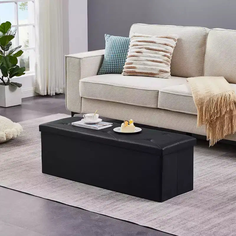 Panca contenitore pieghevole VECELO, versatile panca/poggiapiedi per camera da letto, capacità di carico fino a 300 kg