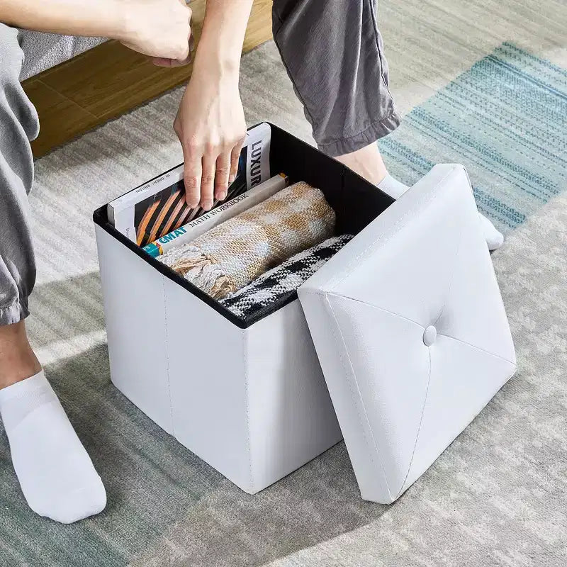Panca contenitore pieghevole VECELO, versatile panca/poggiapiedi per camera da letto, capacità di carico fino a 300 kg