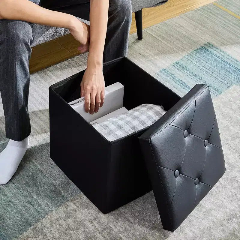 Panca contenitore pieghevole VECELO, versatile panca/poggiapiedi per camera da letto, capacità di carico fino a 300 kg
