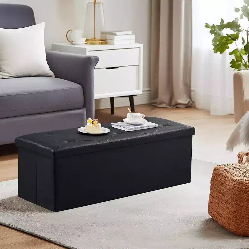Panca contenitore pieghevole VECELO, versatile panca/poggiapiedi per camera da letto, capacità di carico fino a 300 kg