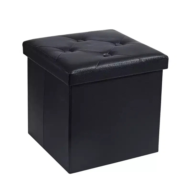 VECELO Folding Storage Ottoman Bench, Versatile Shoestool & Footstool, Bedroom Bench with Storage, Holds up to 660 lb