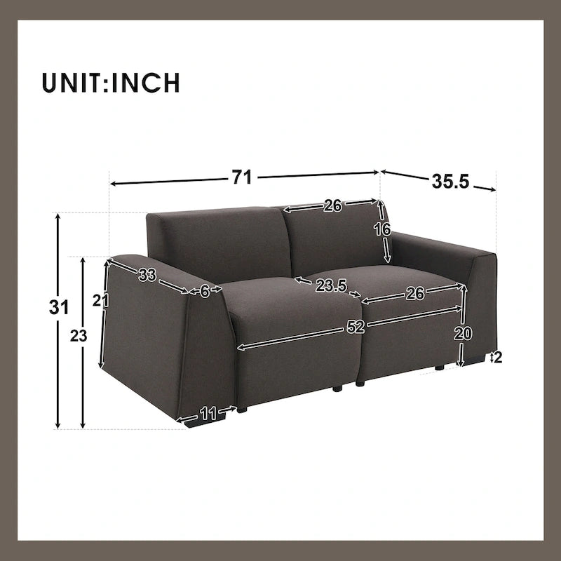 [VIDEO provided] [New] 71*35.5 Modern Linen Fabric Sofa,Stylish and Minimalist 2-3 Seat Couch,Easy to Install,Exquisite Lovesea