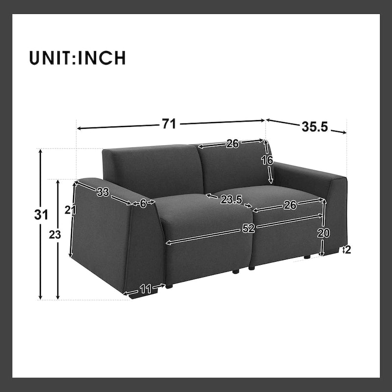 [VIDEO provided] [New] 71*35.5 Modern Linen Fabric Sofa,Stylish and Minimalist 2-3 Seat Couch,Easy to Install,Exquisite Lovesea