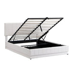Queen Size Upholstered Bed with Hydraulic Storage System and LED Light, Modern Platform Bed with Sockets and USB Ports, Black
