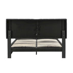 Queen Size Upholstered Bed with Hydraulic Storage System and LED Light, Modern Platform Bed with Sockets and USB Ports, Black