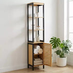 Evideco French Home Goods Cebu Elegant 13.4W x 11.13D x 68H Bamboo Linen Storage Tower - Contemporary Black Bathroom Tall Organizer