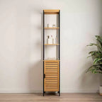 Evideco French Home Goods Cebu Elegant 13.4W x 11.13D x 68H Bamboo Linen Storage Tower - Contemporary Black Bathroom Tall Organizer