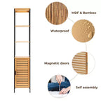 Evideco French Home Goods Cebu Elegant 13.4W x 11.13D x 68H Bamboo Linen Storage Tower - Contemporary Black Bathroom Tall Organizer