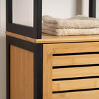 Evideco French Home Goods Cebu Elegant 13.4W x 11.13D x 68H Bamboo Linen Storage Tower - Contemporary Black Bathroom Tall Organizer