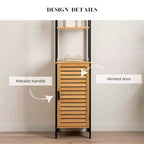 Evideco French Home Goods Cebu Elegant 13.4W x 11.13D x 68H Bamboo Linen Storage Tower - Contemporary Black Bathroom Tall Organizer