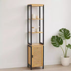 Evideco French Home Goods Cebu Elegant 13.4W x 11.13D x 68H Bamboo Linen Storage Tower - Contemporary Black Bathroom Tall Organizer