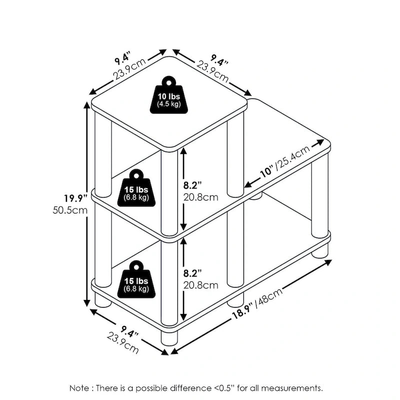 Furinno Turn-N-Tube No Tools 2-Tier Elevated TV Stands