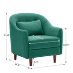 VANOMi 28.34 Accent Armchair, Velvet Barrel Chair with Solid Wood Legs