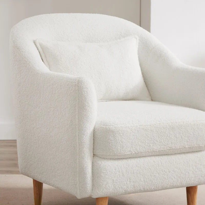 VANOMi 28.34 Accent Armchair, Velvet Barrel Chair with Solid Wood Legs