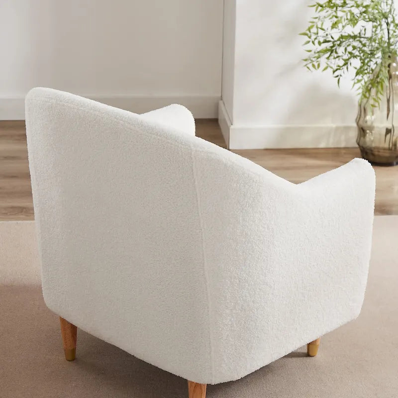 VANOMi 28.34 Accent Armchair, Velvet Barrel Chair with Solid Wood Legs
