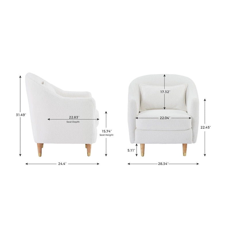 VANOMi 28.34 Accent Armchair, Velvet Barrel Chair with Solid Wood Legs