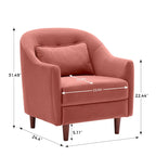 VANOMi 28.34 Accent Armchair, Velvet Barrel Chair with Solid Wood Legs