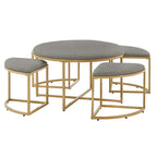 Gold Round Coffee Table with 4 Nesting Stools Set