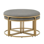 Gold Round Coffee Table with 4 Nesting Stools Set