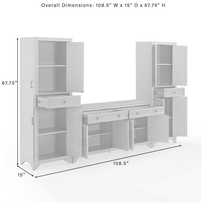 Crosley Tara Set credenza e dispensa 3 pezzi - 15x108.5x67.75