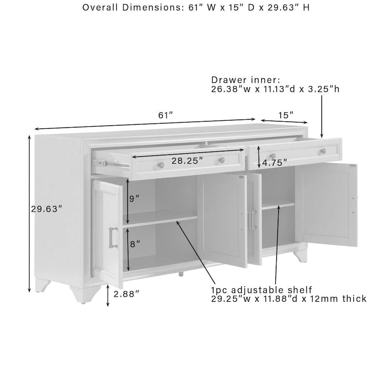 Crosley Tara Set credenza e dispensa 3 pezzi - 15x108.5x67.75