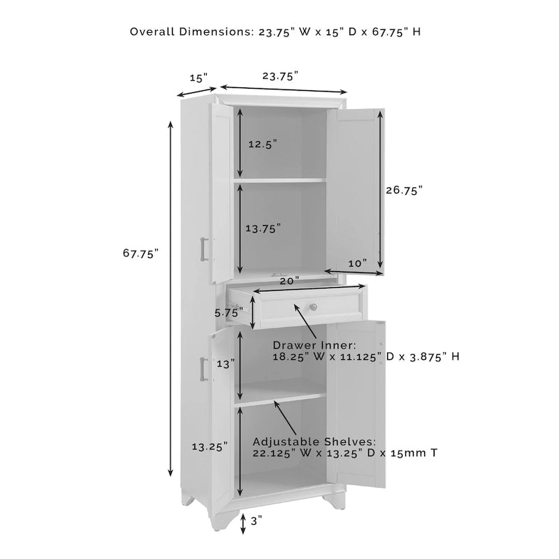 Crosley Tara Set credenza e dispensa 3 pezzi - 15x108.5x67.75