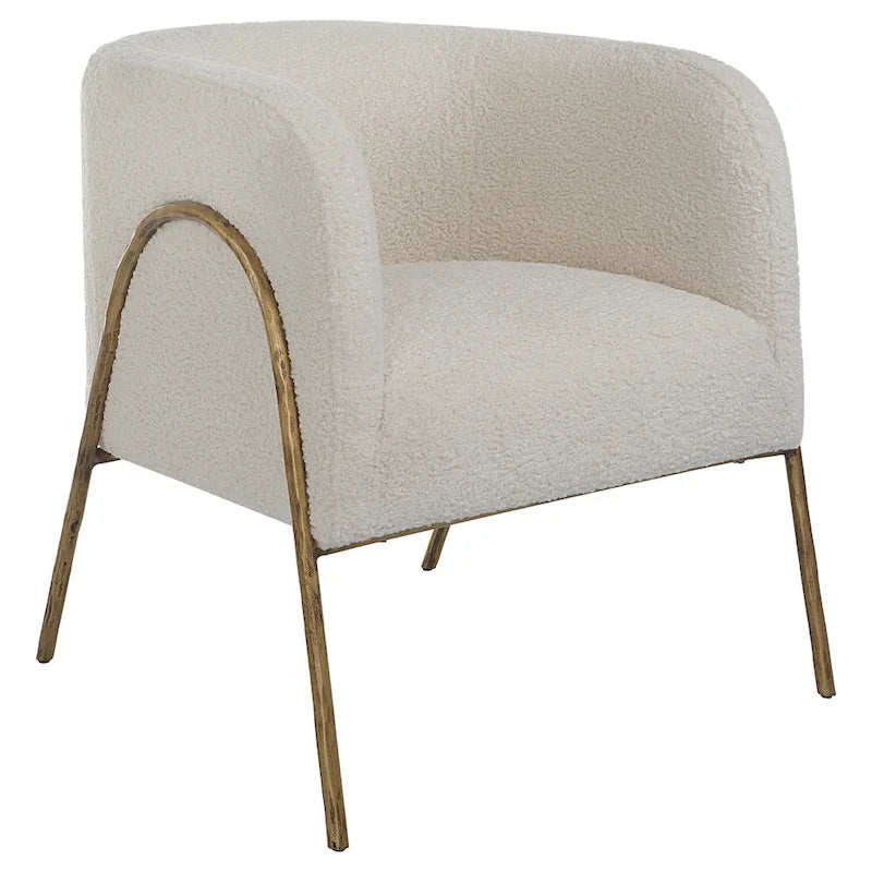 Poltrona Uttermost Jacobsen in montone ecru - 27W x 28.5H x 27D