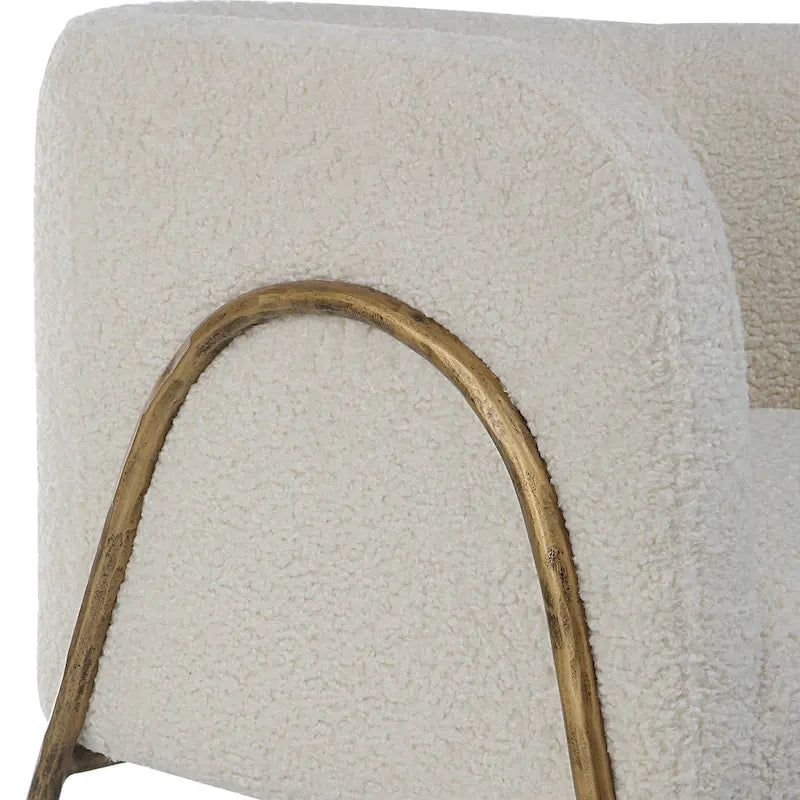 Uttermost Jacobsen Off White Shearling Accent Chair - 27W x 28.5H x 27D
