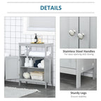 kleankin Freestanding Modern Bathroom Storage Cabinet, with Doors and Open Shelf, Bathroom Organizer Furniture, Grey