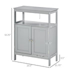 kleankin Freestanding Modern Bathroom Storage Cabinet, with Doors and Open Shelf, Bathroom Organizer Furniture, Grey