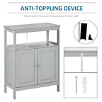kleankin Freestanding Modern Bathroom Storage Cabinet, with Doors and Open Shelf, Bathroom Organizer Furniture, Grey