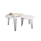 27.56'' Round Nesting Coffee Table Set of 2, Circular Nesting End Table Set, Round Wooden Tabletop, and Sturdy Metal Base