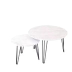 27.56'' Round Nesting Coffee Table Set of 2, Circular Nesting End Table Set, Round Wooden Tabletop, and Sturdy Metal Base