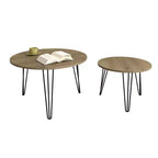 27.56'' Round Nesting Coffee Table Set of 2, Circular Nesting End Table Set, Round Wooden Tabletop, and Sturdy Metal Base