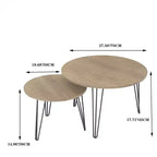 27.56'' Round Nesting Coffee Table Set of 2, Circular Nesting End Table Set, Round Wooden Tabletop, and Sturdy Metal Base
