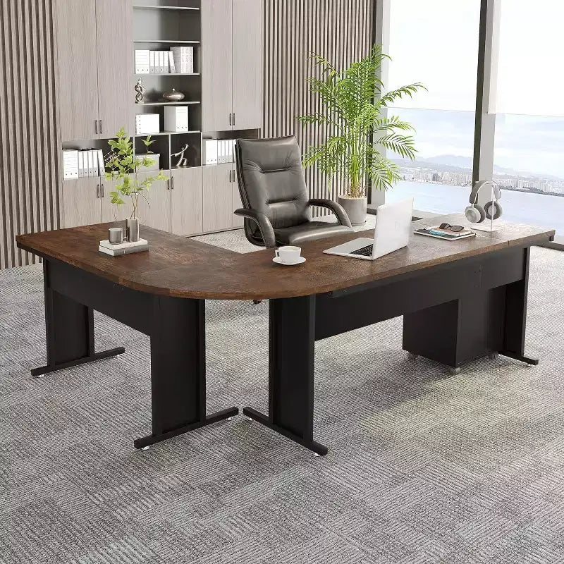 Scrivania direzionale a L Lantine 82.68 con cassettiera a 3 cassetti mobile