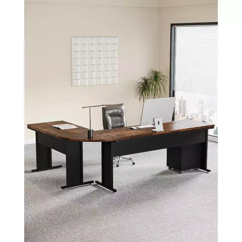 Scrivania direzionale a L Lantine 82.68 con cassettiera a 3 cassetti mobile