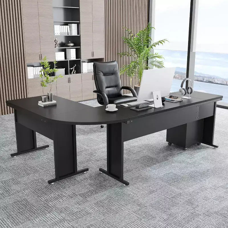 Scrivania direzionale a L Lantine 82.68 con cassettiera a 3 cassetti mobile
