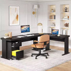 Scrivania direzionale a L Lantine 82.68 con cassettiera a 3 cassetti mobile