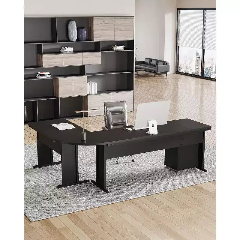 Scrivania direzionale a L Lantine 82.68 con cassettiera a 3 cassetti mobile