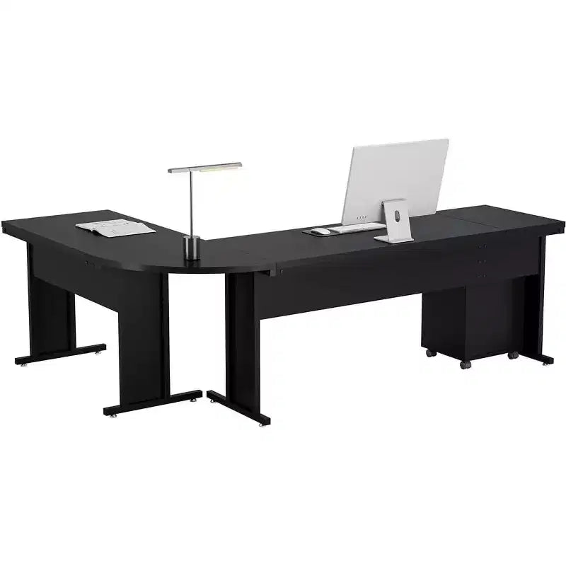 Scrivania direzionale a L Lantine 82.68 con cassettiera a 3 cassetti mobile