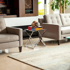 Danya B. Polished Chrome Base Square End Table with Clear Glass Top