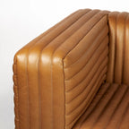 Ricciardo Cognac Genuine Leather Wrapped Sofa - 86.6L x 38.6W x 26.4H