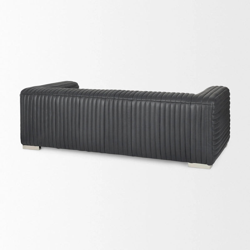 Ricciardo Cognac Genuine Leather Wrapped Sofa - 86.6L x 38.6W x 26.4H