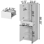 Basicwise 66 Kitchen Pantry Cabinet with 4 Doors, 3 Adjustable Shelves, 2 Cabinets with 1 Drawer  Elegant Freestanding Farmhouse Storage
