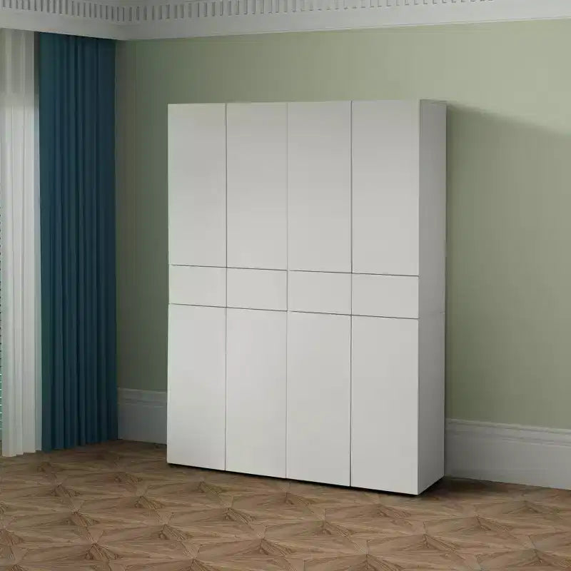 Basicwise 66 Kitchen Pantry Cabinet with 4 Doors, 3 Adjustable Shelves, 2 Cabinets with 1 Drawer  Elegant Freestanding Farmhouse Storage